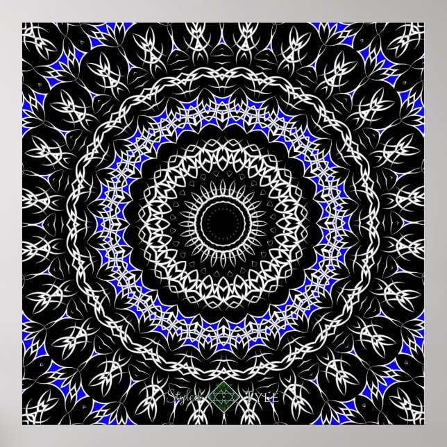 Poster Mandala Tribal Celta (Azul) (Frente)