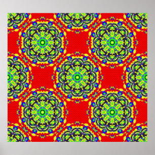 Poster Mandala Tribal: Ilustração Sem Fios Vintage
