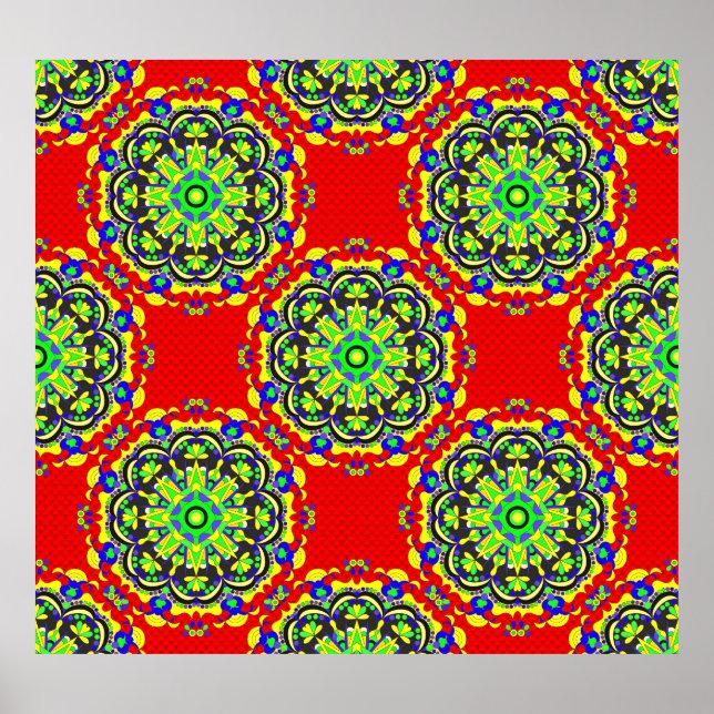 Poster Mandala Tribal: Ilustração Sem Fios Vintage (Frente)