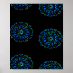 Poster Mandala verde-azulada