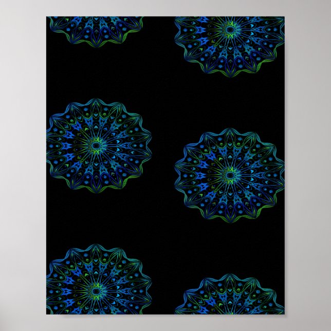 Poster Mandala verde-azulada (Frente)