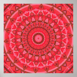 Poster Mandala Vermelha Negrita Boho Vibrante Energética 