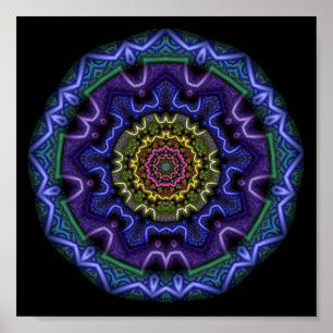 Poster Mandalas Caleidoscópio Violeta Cósmico