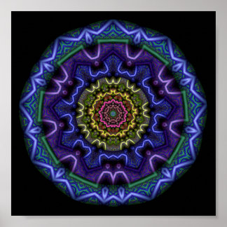 Poster Mandalas Caleidoscópio Violeta Cósmico
