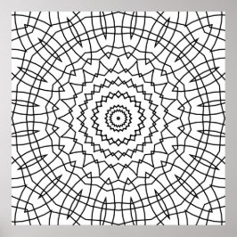 Poster Mandalas de Espiral Geométrica com Linhas Angulare