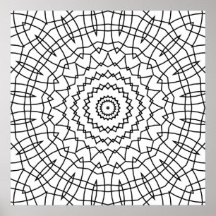 Poster Mandalas de Espiral Geométrica com Linhas Angulare