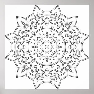 Poster Mandalas de Estrela de Pétalas em Camadas com Acen