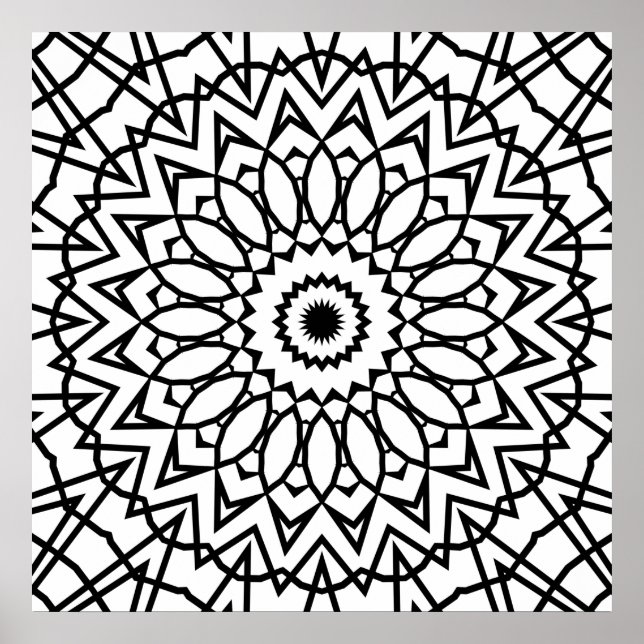 Poster Mandalas de Estrela de Pétalas em Camadas com Dese (Frente)