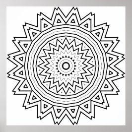 Poster Mandalas de Estrela Irradiante com Geometria Triba