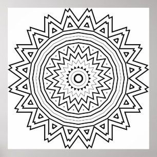 Poster Mandalas de Estrela Irradiante com Geometria Triba