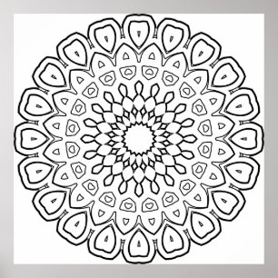 Poster Mandalas de Faixa de Pétala Geométrica com Simetri