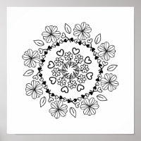 Mandalas florais pretas simples em um fundo branco