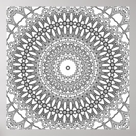 Poster Mandalas Florais Radiais com Padrão de Anéis Sobre
