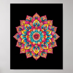 Poster Mandalas Sagrados Coloridos Lótus Meditação