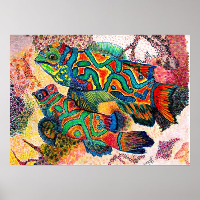 Poster Mandarin Fish Watercolor (Frente)