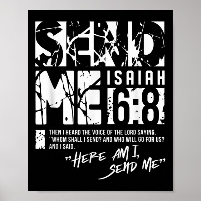 Poster Mande-Me Isaiah 6-8 Christian, Aqui Estou Eu Envia (Frente)
