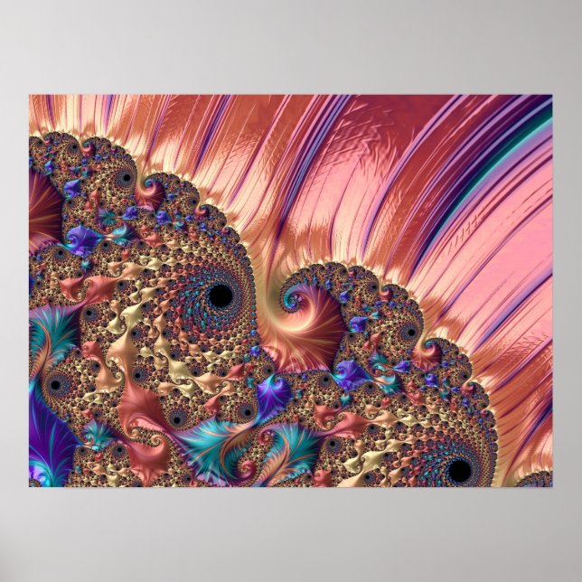 Poster Mandelbrot define a arte digital frontal rosa e Do (Frente)