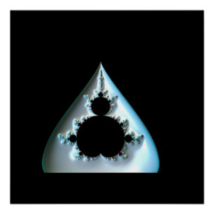 Pôster Mandelbrot Prateado em Fundo Vermelho