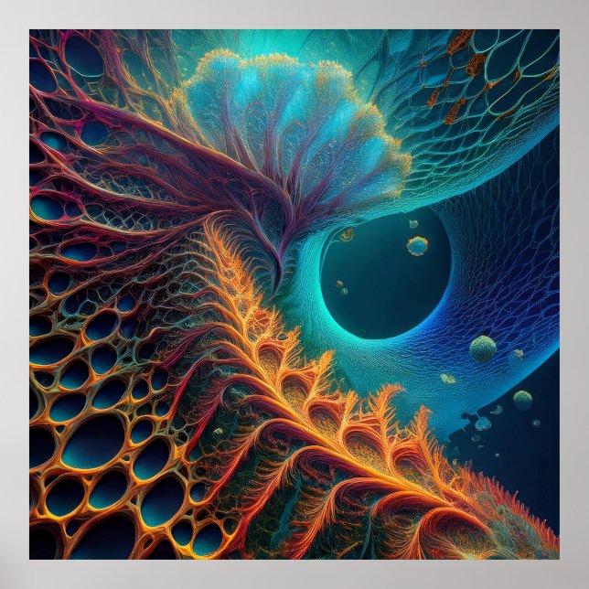 Poster Mandelbrot Vermelho e Preto (Frente)