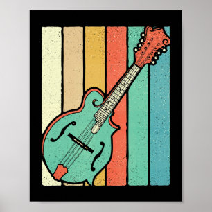 Poster Mandolin Player Funky Retro Bluegrass Mandolin Mus