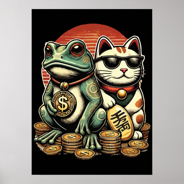 Poster Maneki Neko e Jin Chan - sorte e prosperidade (Frente)