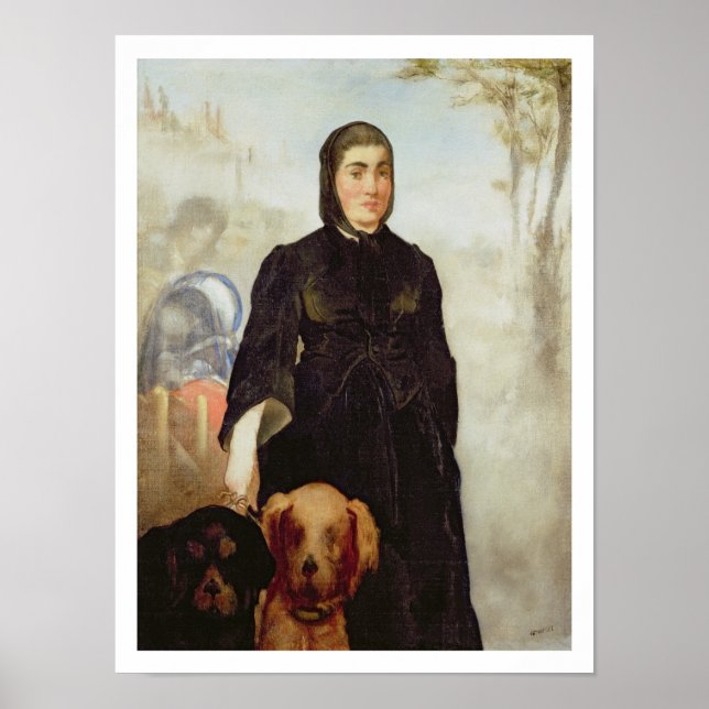 Poster Manet | Mulher Com Cães, 1858 (Frente)