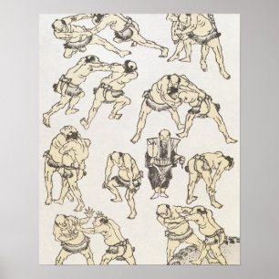Pôster Manga: estudos dos gestos e posturas do wrestle
