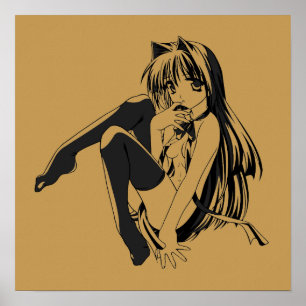 Poster Mangá, Gata Neko Garota Felina Kawaii Loli