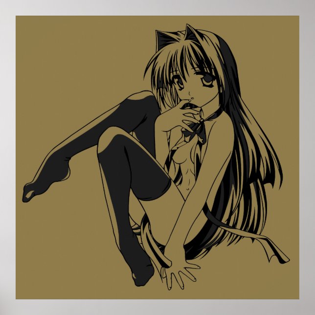 Poster Manga, Neko Catgirl Furry Kawaii Loli (Frente)