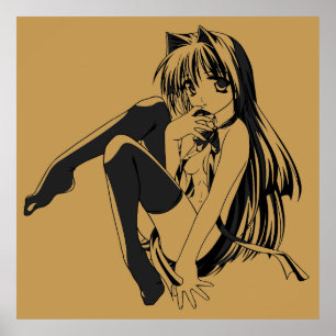Poster Manga, Neko Catgirl Furry Kawaii Loli