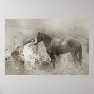 Poster Mangalarga Marchador Stallion e Mulher