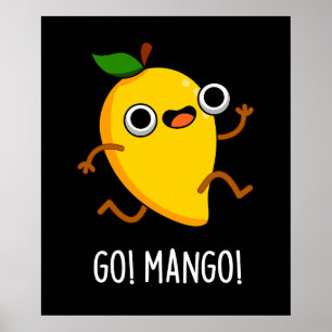 Poster Mango Funny Executando Mango Pun Dark BG