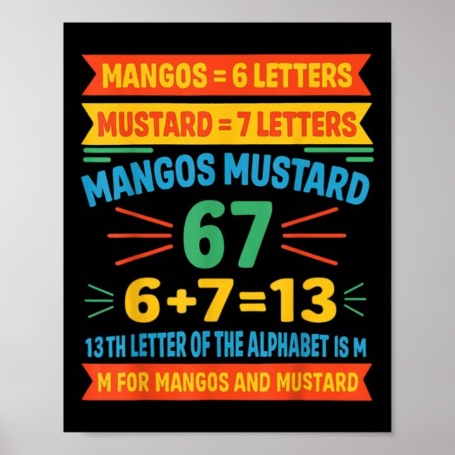 Poster Mangos Mostarda 67 Camiseta Código Divertido Alfab (Frente)