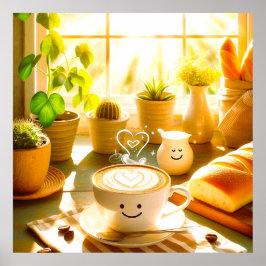 Poster Manhã de Cappuccino pacífica e encantadora