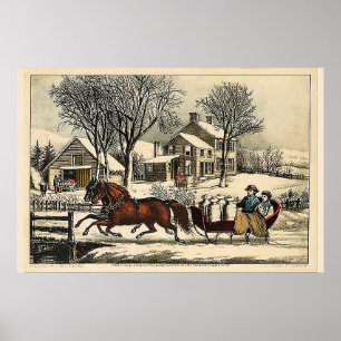 Poster Manhã do inverno no Currier & no Ives do país
