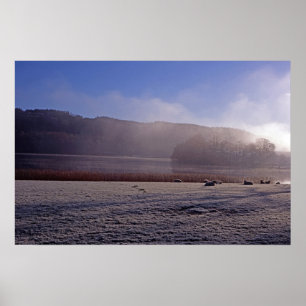 Poster Manhã fria de inverno Esthwaite Water Inglaterra