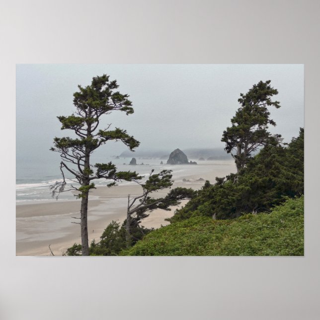 Poster Manhã Nebulosa na Cannon Beach, Oregon (Frente)