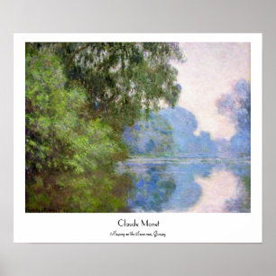 Pôster Manhã no Seine perto de Giverny Claude Monet