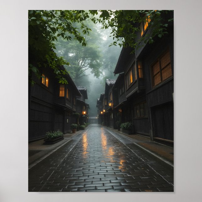 Poster Manhã Nublada numa Aldeia Japonesa (Frente)