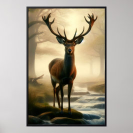 Poster Manhã Silenciosa na Floresta com Quadro Opcional