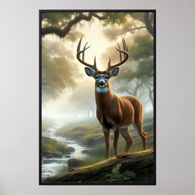 Poster Manhã Silenciosa na Floresta com Quadro Opcional (Frente)