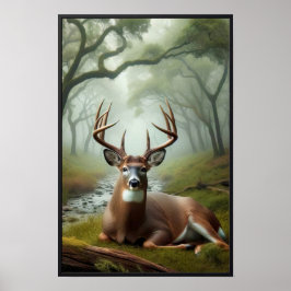 Poster Manhã Silenciosa na Floresta com Quadro Opcional