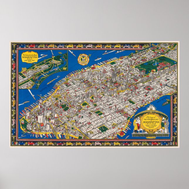 POSTER MANHATTAN ART DECO MAP 1926 (Frente)