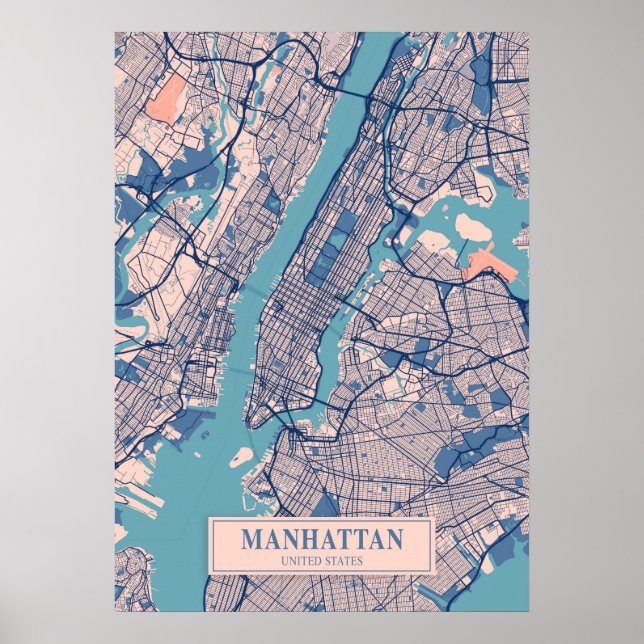 Poster Manhattan - Estados Unidos Breezy City Map (Frente)