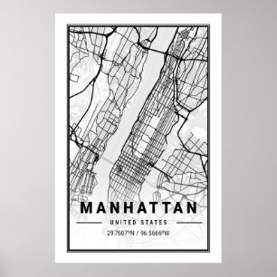 Poster Manhattan New York Cities Viagem Map
