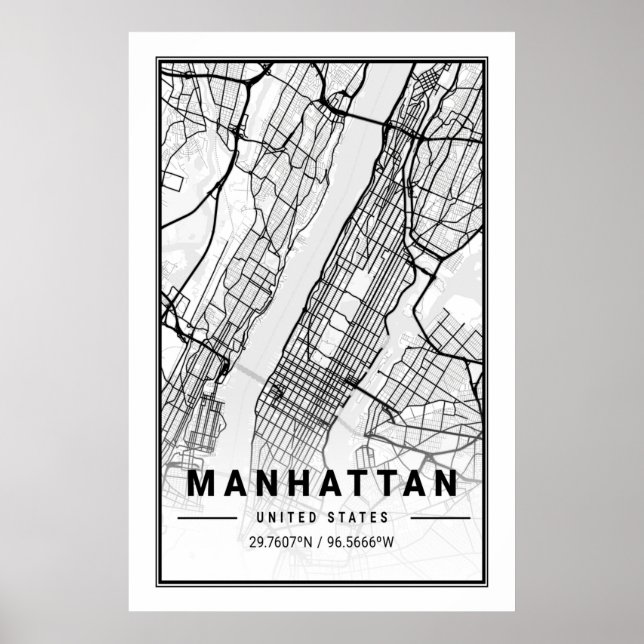 Poster Manhattan New York Cities Viagem Map (Frente)