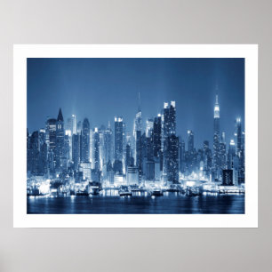 Poster Manhattan New York City Panorâmica View Wood Poste