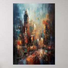 Poster Manhattan Nova Iorque Abstrato Oil