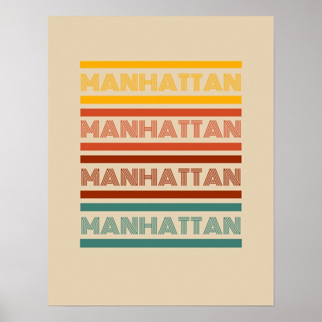 Poster Manhattan Nova Iorque, Design Retro (Frente)