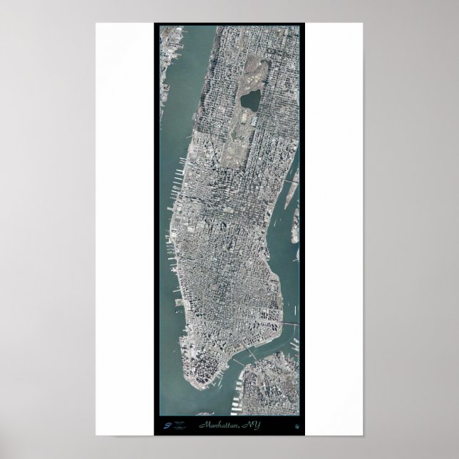Pôster Manhattan, Nova Iorque (NY) do posto de satélites  (Frente)